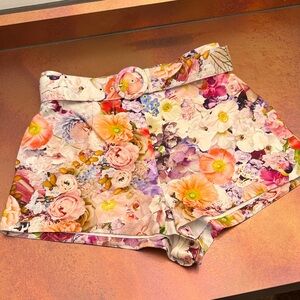 Zimmermann Floral High Waist Shorts - Pink and Orange
